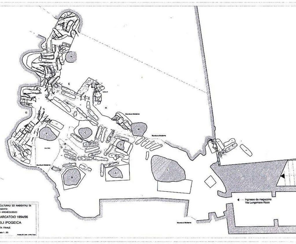 La cartina della necropoli paleocristiana di Lampedusa